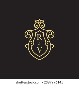 Logotipo inicial vintage de la línea RV en un diseño profesional de alta calidad que se imprimirá en cualquier medio de impresión