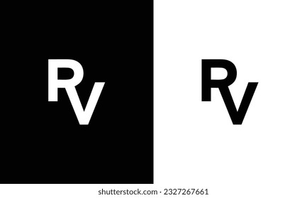 RV logo design concept with background. Initial based creative minimal monogram icon letter. Modern luxury alphabet vector design