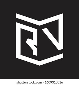 RV Logo Emblem Monogram With Shield Style Design Template Isolated On Black Background