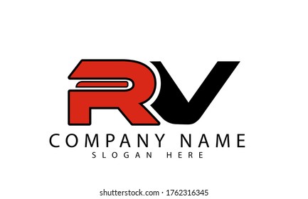 RV logo initial based letter template vector concept
