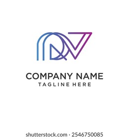 RV Logo Line Art Monogram Plantilla Diseño de logotipos