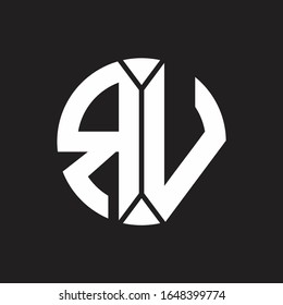 RV Logo monogram with piece circle ribbon style