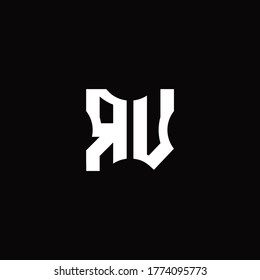 RV Logo monogram with pieces cut elements design template