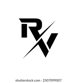 RV logo. R V design. Black RV letter. RV, R V letter logo design. Initial letter RV logo