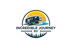 RV Logo Recreational Vehicle Design Emblem Badge Style Holiday Vacation