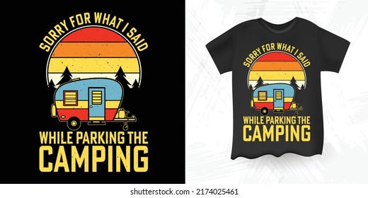 RV Lover Funny Outdoor Retro Vintage Camper Camping  RV T-shirt Design