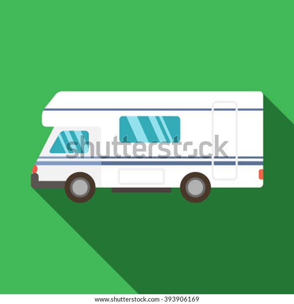 Rv mobile home truck. Traveler truck flat\
vector icon. Recreational motor home vehicle. Camping trailer\
family caravan. Motorhome trailer\
car.