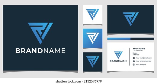 RV monogram triangle logo design