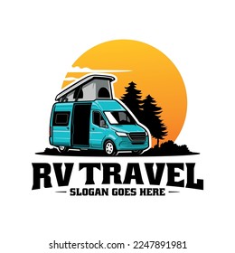 RV motor home camper car illustration logo vector svg