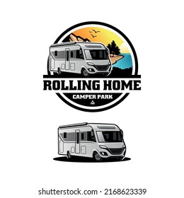 RV, motorhome camper car illustration logo vector