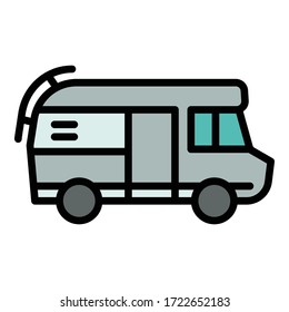 Rv motorhome icon. Outline rv motorhome vector icon for web design isolated on white background