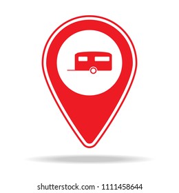 Rv Park Map Pin Icon. Element Of Warning Navigation Pin Icon For Mobile Concept And Web Apps. Detailed Rv Park Map Pin Icon Can Be Used For Web And Mobile On White Background