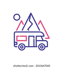 Rv park vector 2 colours line icon style illustration. EPS 10 file 