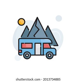 Rv Park Vektorgrafik Umriss gefüllt Symbol Stil Illustration. EPS10-Datei 