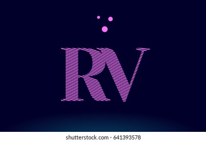 rv r v alphabet letter logo pink line stripes magenta purple blue font creative text dots company vector icon design template