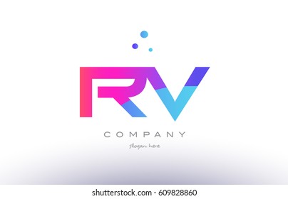 rv r v  creative pink purple blue modern dots creative alphabet gradient company letter logo design vector icon template