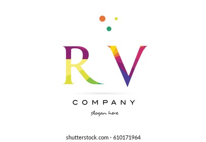 rv r v  creative rainbow colors colored alphabet company letter logo design vector icon template
