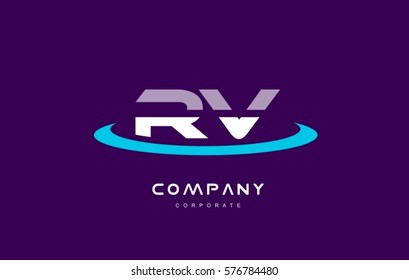 rv r v cyan magenta blue letter combination alphabet vector company logo icon sign design template 