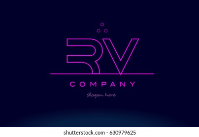 rv r v letter alphabet text pink purple dots contour line creative company logo vector icon design template