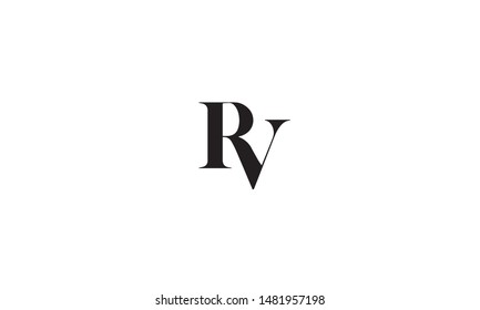 RV R V Letter Logo Design in Black Colors. Creative Modern Letters Vector Icon Logo Illustration.
