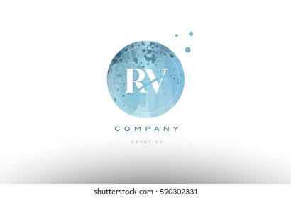 rv r v  watercolor grunge vintage alphabet company letter combination logo circle design vector icon template 