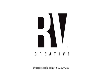 RV R V White Letter Logo Design with Black Square Vector Illustration Template.