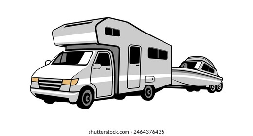 RV Recreational Vehicle and Boat Design Illustration vector eps format , suitable for your design needs, logo, illustration, animation, etc.
