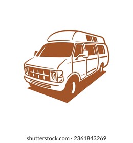 RV recreational vehicle silhouette. Camper van motorhome vector illustration