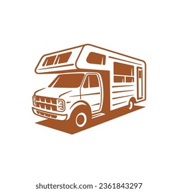 RV recreational vehicle silhouette. Camper van motorhome vector illustration