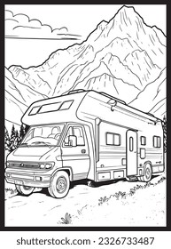 RV Road Trip Coloring Pages Adults