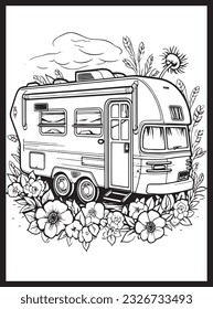 RV Road Trip Coloring Pages Adults