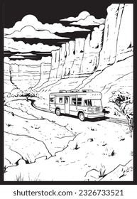 RV Road Trip Coloring Pages Adults