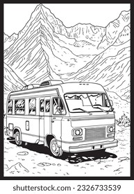 RV Road Trip Coloring Pages Adults