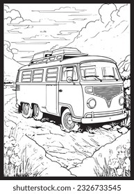 RV Road Trip Coloring Pages Adults