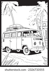 RV Road Trip Coloring Pages Adults