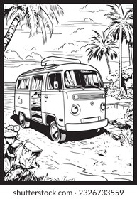 RV Road Trip Coloring Pages Adults