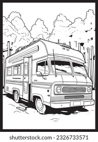 RV Road Trip Coloring Pages Adults