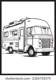 RV Road Trip Coloring Pages Adults