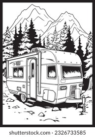 RV Road Trip Coloring Pages Adults