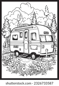 RV Road Trip Coloring Pages Adults