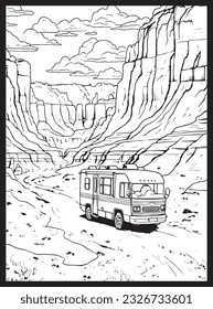 RV Road Trip Coloring Pages Adults