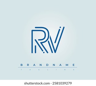 RV Technology Letter Logo Template. This tech letter logo is a graphic mark that uses letters to represent a technology company.
