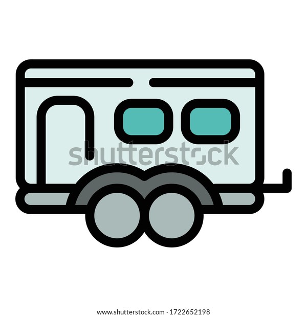 Rv trailer icon. Outline rv\
trailer vector icon for web design isolated on white\
background