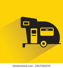 rv trailer icon with shadow on yellow background