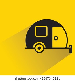 rv trailer icon with shadow on yellow background