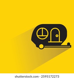 rv trailer icon with shadow on yellow background