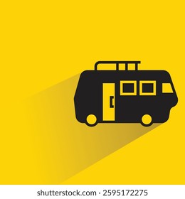 rv trailer icon with shadow on yellow background
