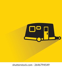 ícone de trailer rv com sombra sobre fundo amarelo