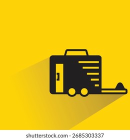 RV trailer icon with shadow on yellow background