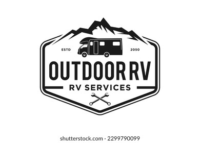 RV transportation mountain logo emblem adventure